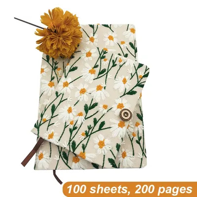 A5 A6 Knitting Embroidery Notebook Blank Line 100 Sheets 200 Pages Notepad with Bookmark Journal Sketchbook