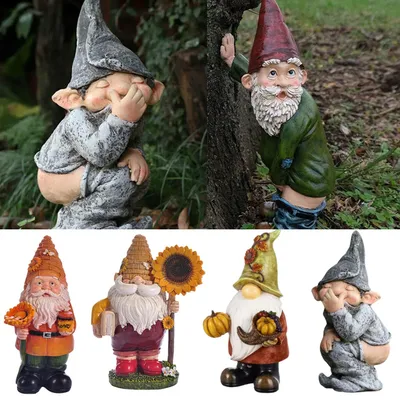 Funny Gnome Decorative Figurines Dwarfs Statue Miniature Ornaments Decor Garden Home Desk Decoration Patio Lawn Decor Sculptures