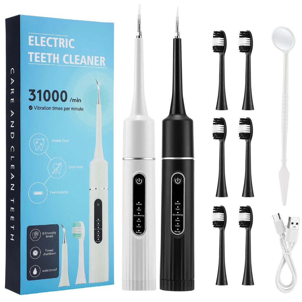Elektrischer Zahn reiniger Dental Scaler 6 Gänge Schall vibration Zahnbürste Zahnstein Zahnstein entferner Zahn aufhellung Reinigungs werkzeuge Image