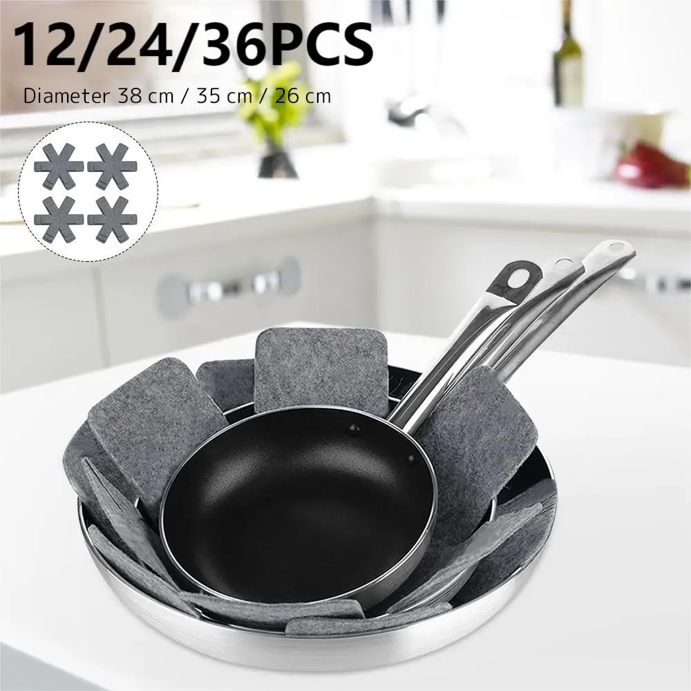 12/24/36 Stück Topf-und Pfannen schutz, 3 verschiedene Größen Kochgeschirr schutz Topf teiler Stapeln von Separatoren Pads vermeiden Kratzer Image