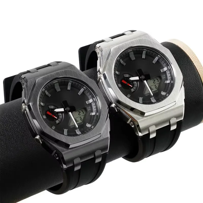 Metall Modifikation Kits für Casioak GA-2100 GA-2110 Luxus Edelstahl Fall Gummiband Kit für GA-2100 GA-2110 Armband Image