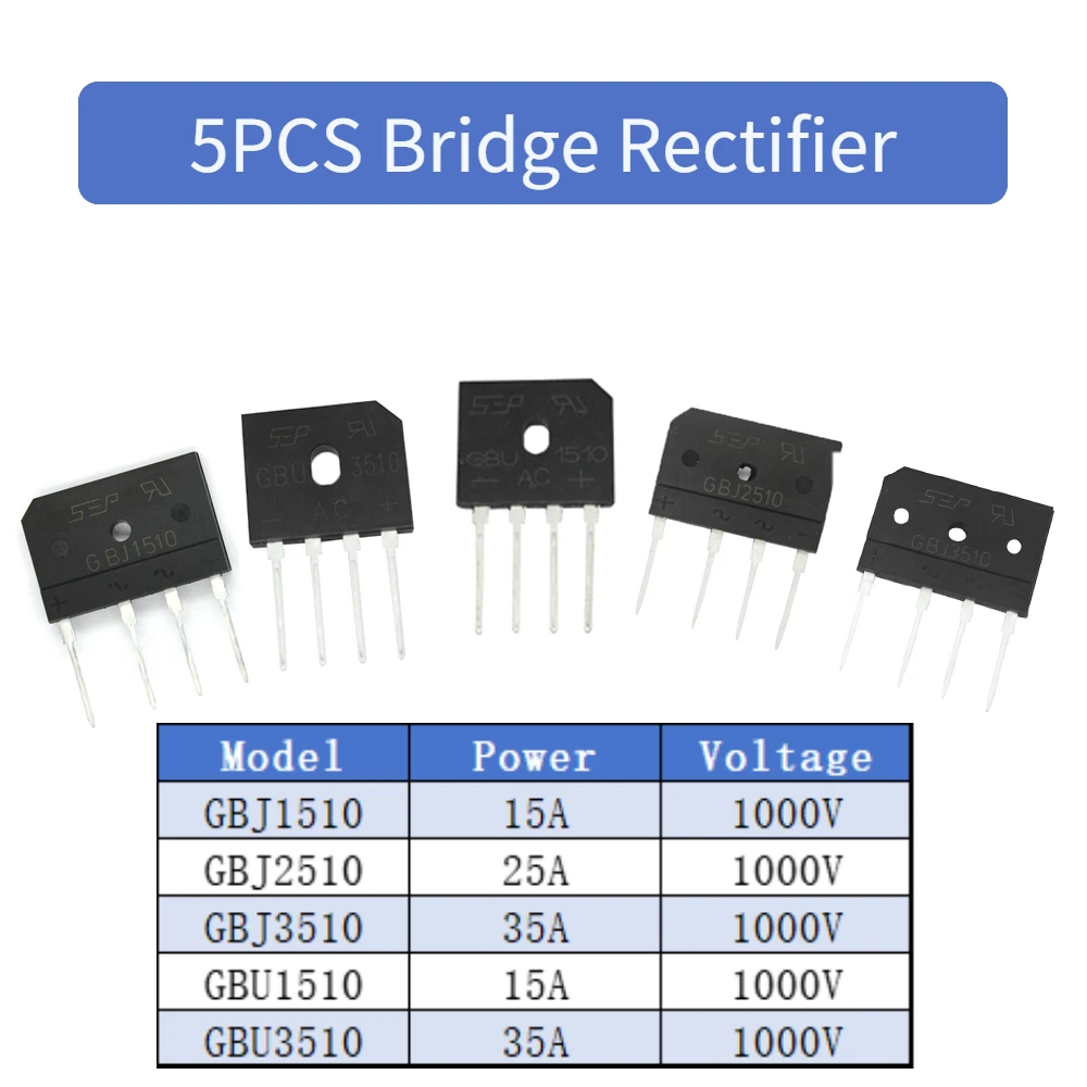 5PCS 1000V Gleichrichter Diode Brückengleichrichter-GBJ1510 GBJ2510 GBJ3510 GBU1510 GBU3510 15A 25A 35A Image