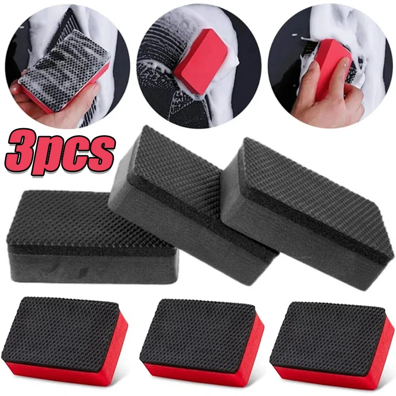 1/3Pcs Auto Reinigung Wachs Polnischen Pad Ton Bar Pad Schwamm Block Reinigung Radiergummi Wachs Polnischen Pad Werkzeuge für Auto Pflege Reinigung Image