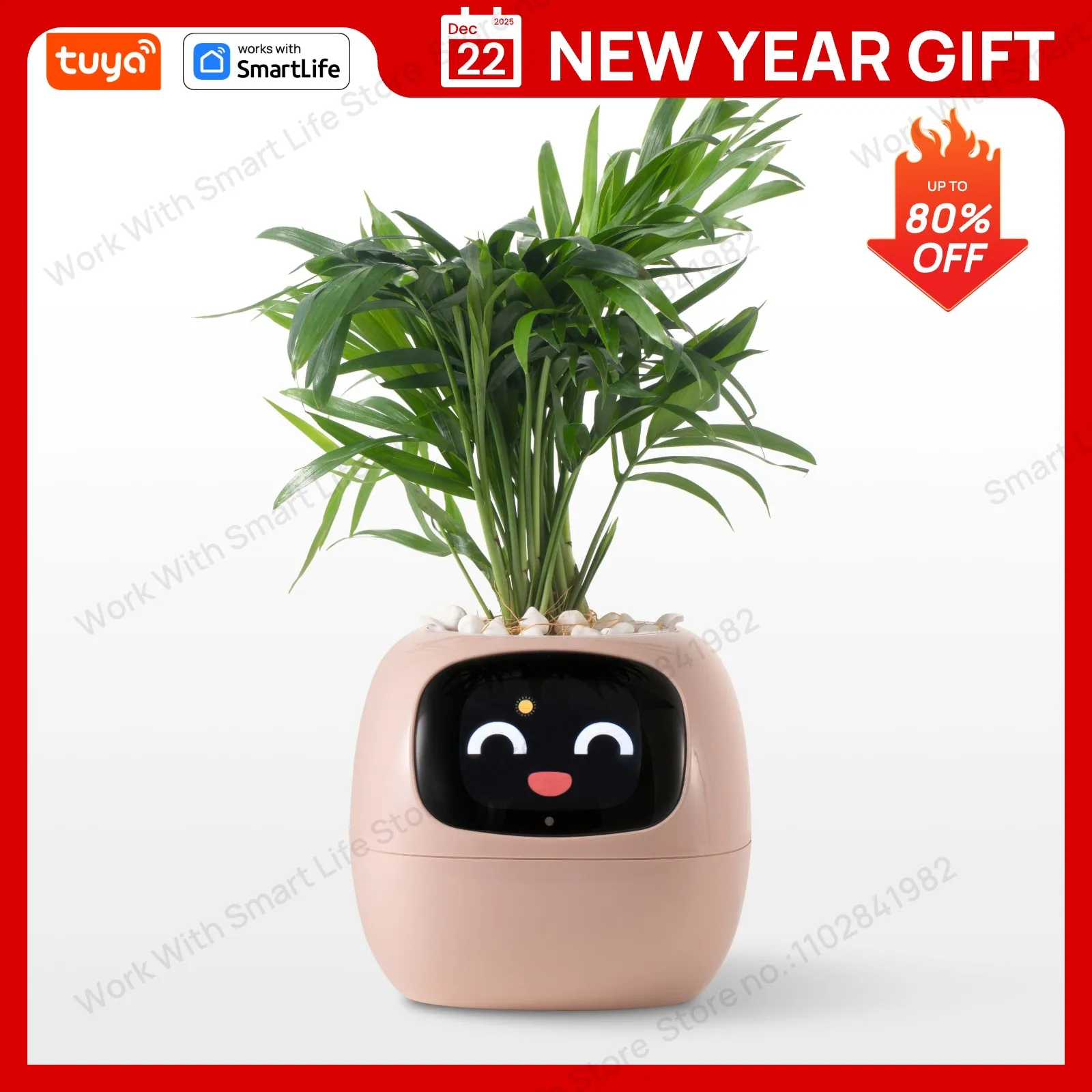 Pink Tuya Efeu Smart Planter, endloser Spaß über 49 reiche Ausdrücke, 7 intelligente Sensoren und Ai-Chips machen das Aufziehen von Pflanzen einfach und macht Spaß Image