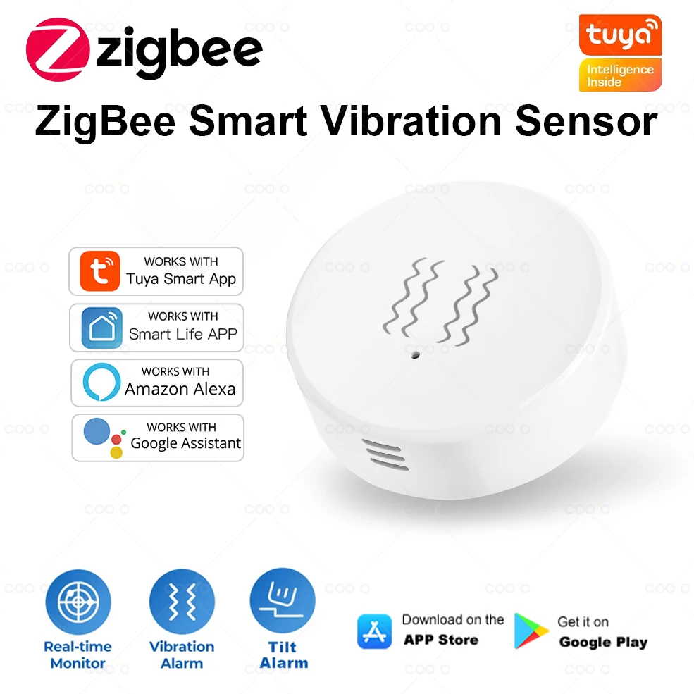 Tuya ZigBee Smart Vibration Sensor Echtzeit Monitor Tür Fenster Erkennung Alarm Smart Home Sicherheit Schutz System Image