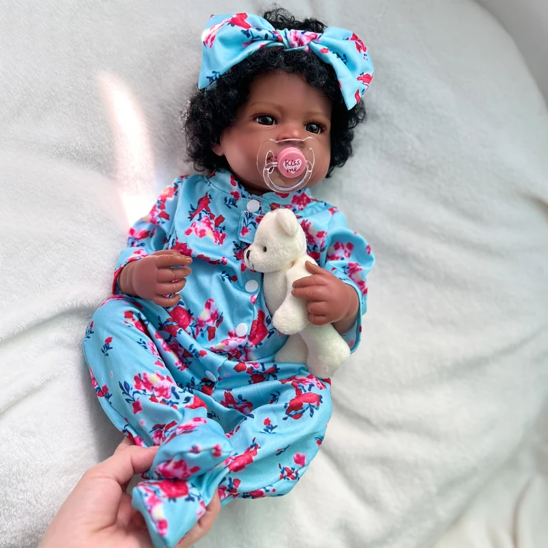 Miaio 20 Zoll Baby Vinyl Körper Locken realistisch-Neugeborene Baby puppen Afro amerikaner Real Life Baby puppen
