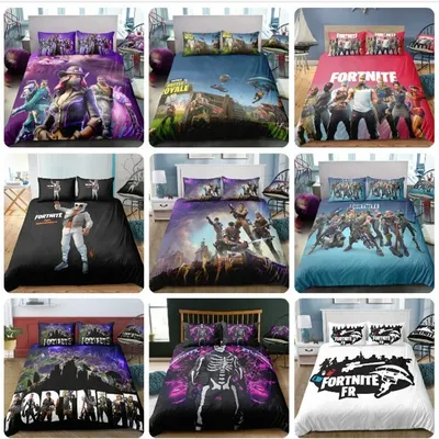Fortnite Bedding Suit Quilt Cover 3D Printed Bedroom Bed Cover Bedclothes 2/3pcs Set Super Soft Fade Resistant Microfiber