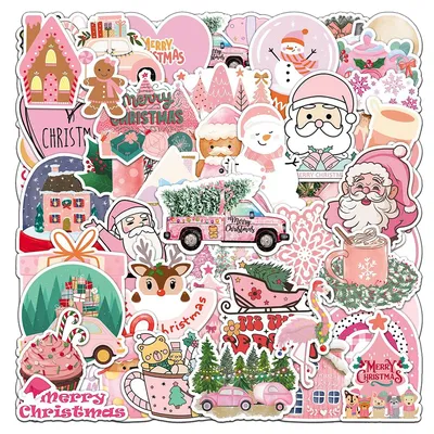 10/30/50 stücke rosa Weihnachten niedlichen Weihnachts mann Aufkleber niedlichen Spielzeug Aufkleber Image