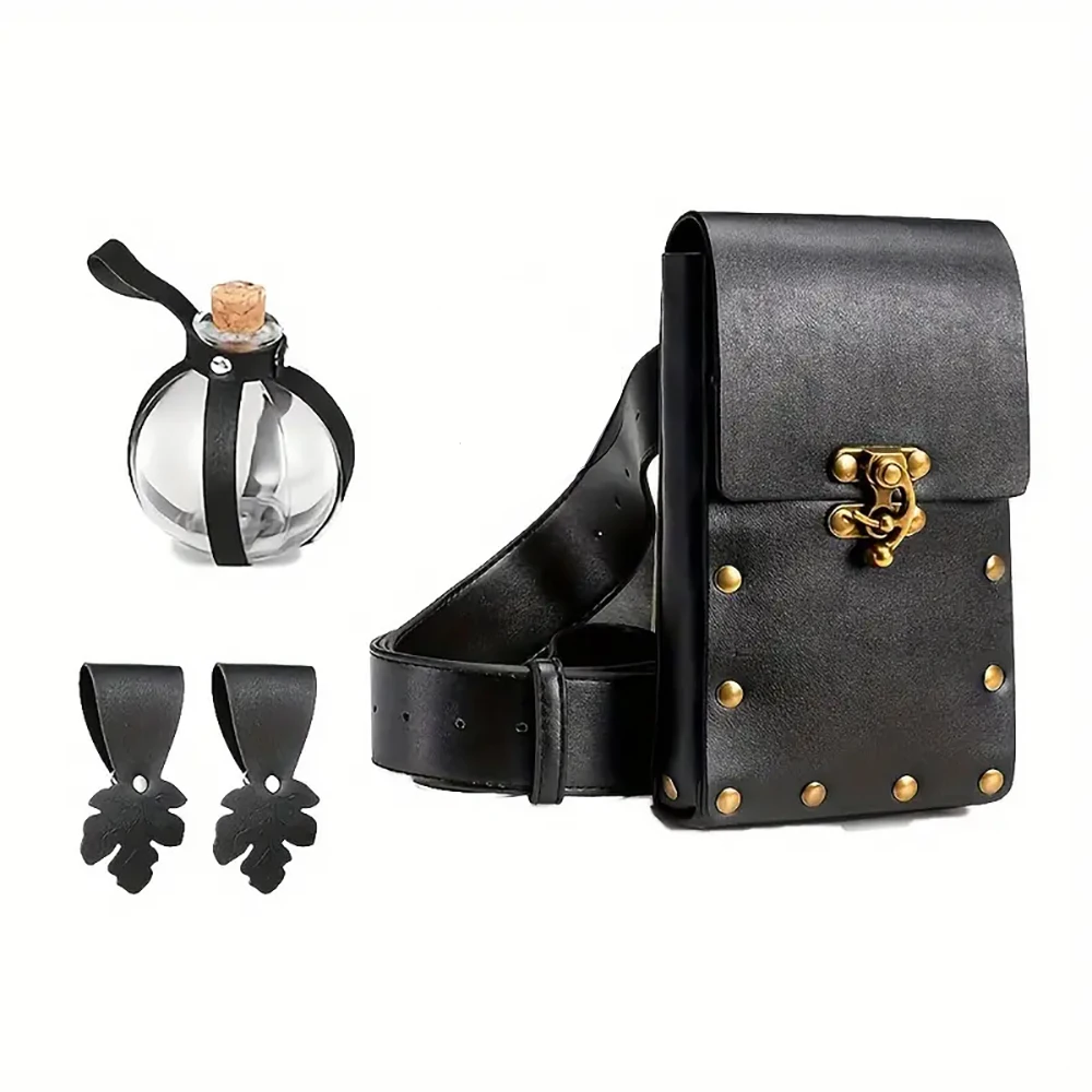 Vintage Halloween mittelalter lichen Gürtel und Zaubertrank Flaschen halter Blatt Rock Clip dunkle Hexe Gothic Kostüm Zubehör Image
