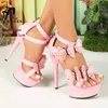 Rom Stil 15 CM Dünne High Heels Sommer Nachtclub Pole Dance Schuhe Wasserdichte Plattformen Schmetterling Sandalen Für Frauen Plus größe 43
