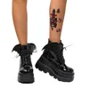 Dunkle gotische Damen stiefel Punk Wedge Booties Damen komfort plus Größe 35-43 Plateaus tiefel Cosplayer Plateaus chuhe Lolita Schuhe