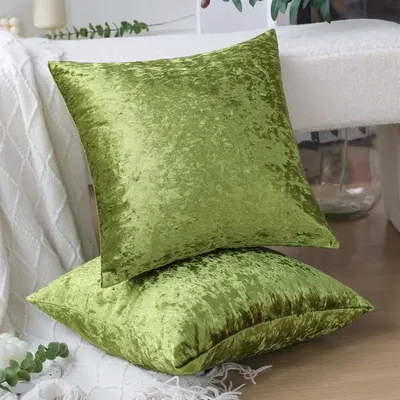 40x40 Packung mit 2 grünen Kissen bezügen Softeis Samt dekorative Kissen bezug Wohnzimmer Sofa Image