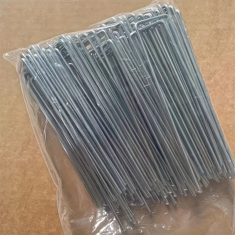 50 stücke Landschafts heftklammern, U-förmige Gartens tifte Garten pfähle Heftklammern, schwere Garten rasen zelt pfähle, die Heringe für Unkraut ba sichern Image