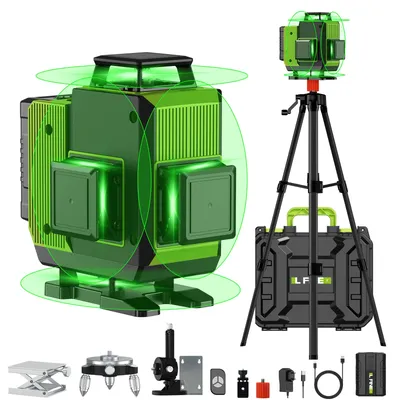 Lfine Nivel Laser 16 Linien Professionelle Laser-Wasserwaage mit Stativ und Koffer, automatisch, 360° ° Selbstnivellierendes Nivellierlaser-Werkzeug
