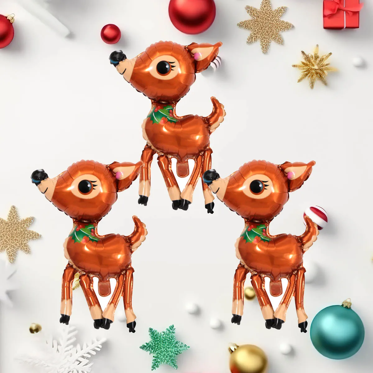3 Stück Weihnachten Rentier Luftballons Elch Ballon Weihnachtsdekorationen für Zuhause Weihnachtsfeier Dekoration Navidad 2026 Image