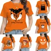 Orange Hexe T-Shirt Gothic lose Tops Frauen 3D-Druck T-Shirts o Hals Streetwear Kurzarm Outfit Halloween Cosplay Kostüm