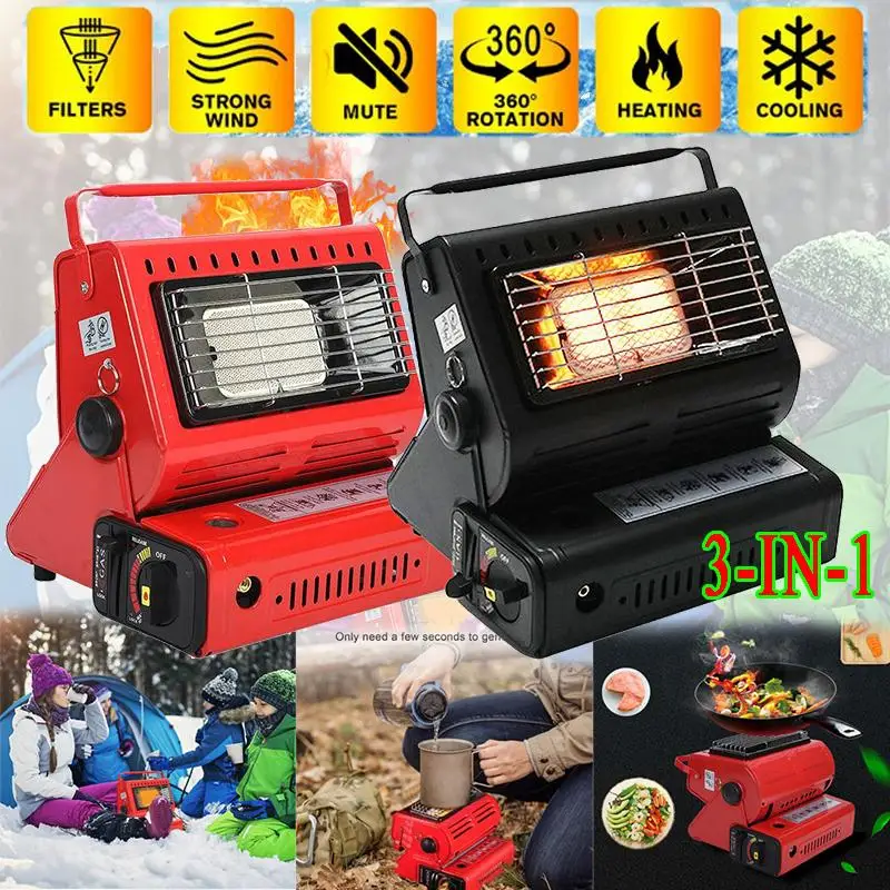 3-in-1 Outdoor-Heizung Herd Zeltheizung Tragbarer Gas-Campingkocher Handwärmer Angeln Picknick Camping Grill Feuer Wasserkocher Image