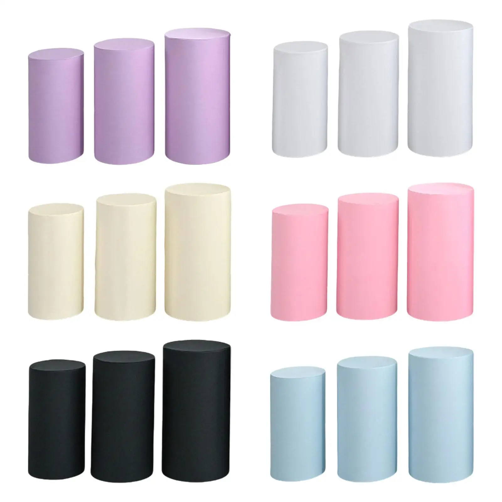 3 Stück Zylinder Sockel Stand abdeckungen, Zylinder Sockel abdeckungen elegante Zylinder Sockel abdeckungen für Jubiläums veranstaltungen Feiertage Image