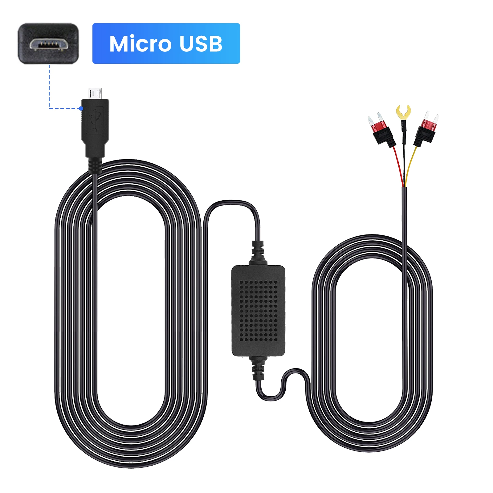 3a für universelle Auto Dash Cam Step-Down-Linie Auto DVR 12-24V Hardwire 3,5 m Kabel Kit Mini Micro USB C Ladegerät 5V Dashcam Kamera Image