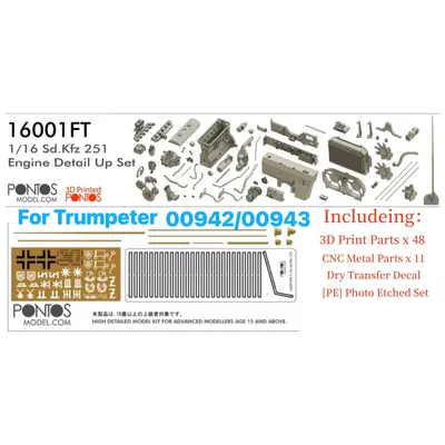 Pontos Modell 16001ft 1/16 Maßstab sd. kfz 251 d Detail Up Set (vol.1) 3D gedruckte Teile für Trompeter 00942 Image
