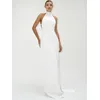 2024 schicke Frauen Berühmtheit sexy rücken freie Halfter Perle schwarz weiß Maxi lange figur betonte Kleid elegante Abend Club Party Outfit