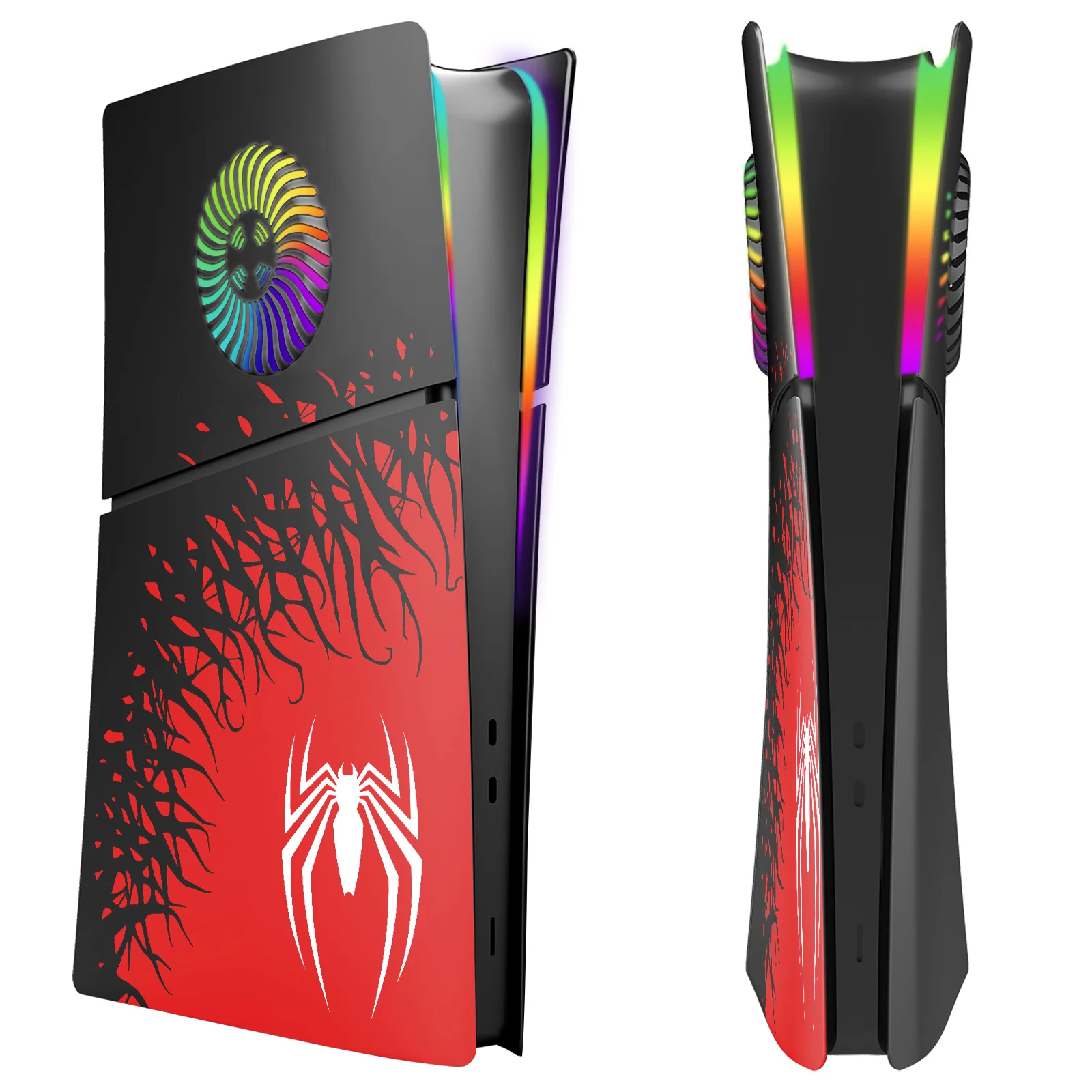 Frontplatte Spider mit Kühlöffnungen und RGB-Licht für PS5 Slim Ersatz-Frontplatte Seitenplatten Shell Cover für PS5 Slim Digital Image