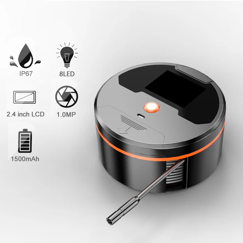 Tragbare, stabile Endoskopkamera, 2,4-Zoll-HD-Inspektions-Endoskopkamera mit 8 LEDs, IP67 wasserdichte Abflusskamera für Kanalisation, Auto Image