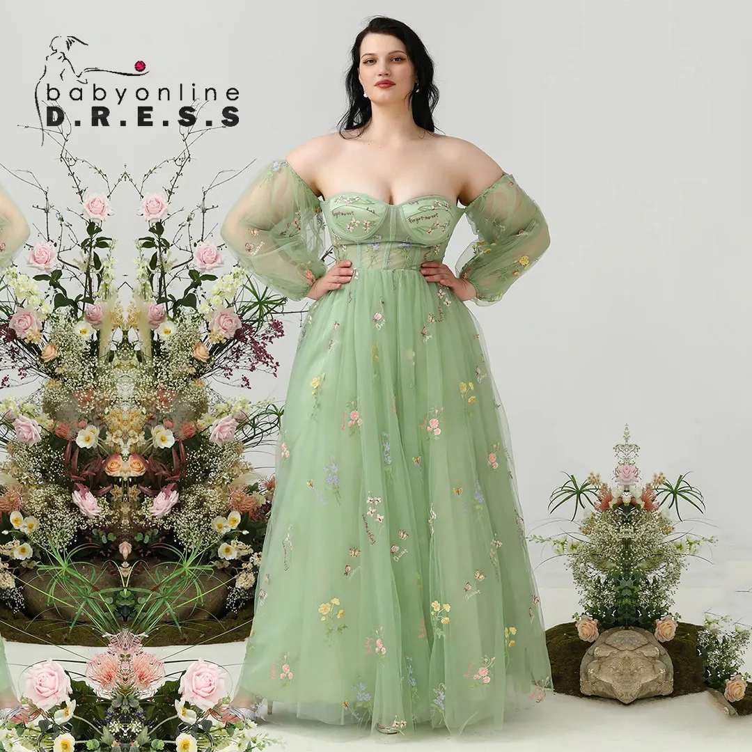 Baby online Ballkleider Dschungel Fee Ball Party Puff ärmel Spitze Stickerei Tüll formelle Abendkleid elegante Tee verlängern Robe Image
