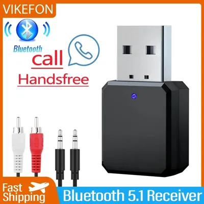 USB AUX Bluetooth 5.1 Empfänger Musik Wireless Audio Adapter Mikrofon Freisprechanruf 3,5 mm AUX RCA Jack für Car Kit Lautsprecher Verstärker