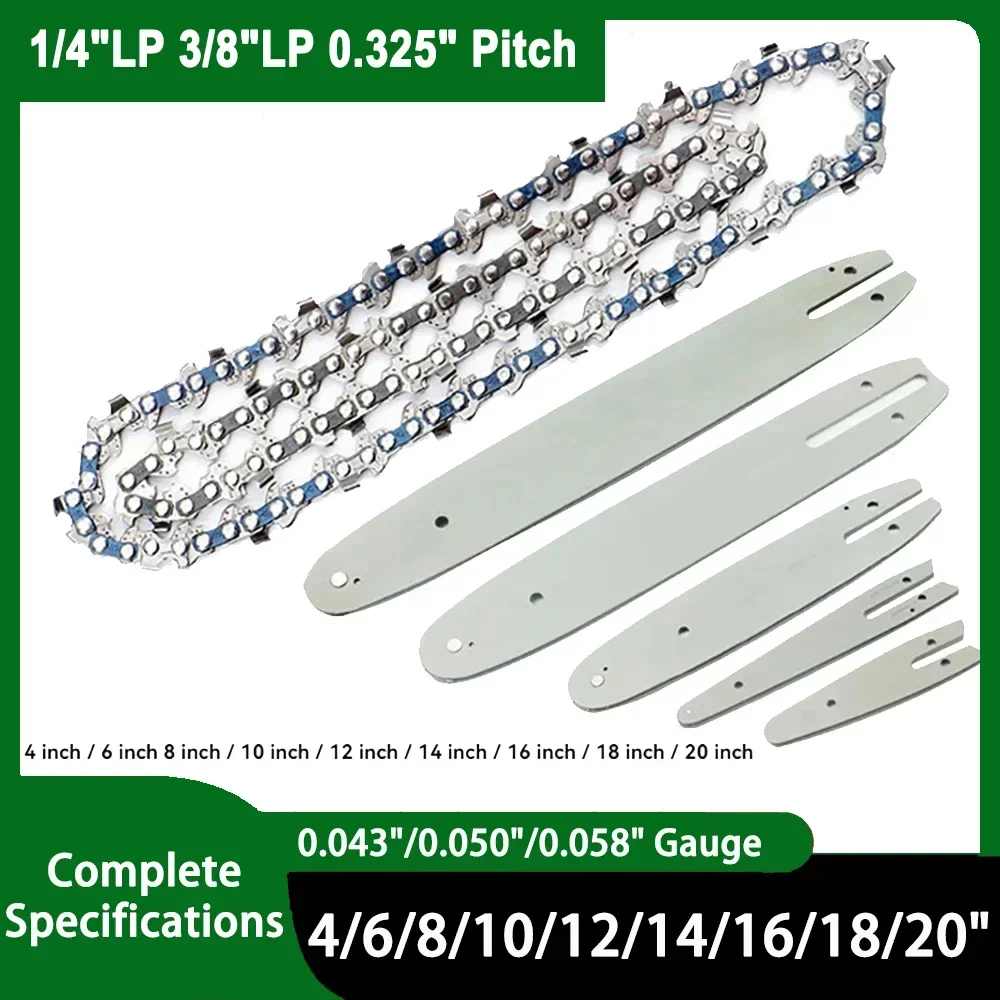 4/6/8/10/12/14/16/18/20 Zoll Kettensägenkettenblatt 1/4 3/8 325 Teilung 043 050 058 Gauge Elektrische Ladestäge Benzin-Kettensäge Image