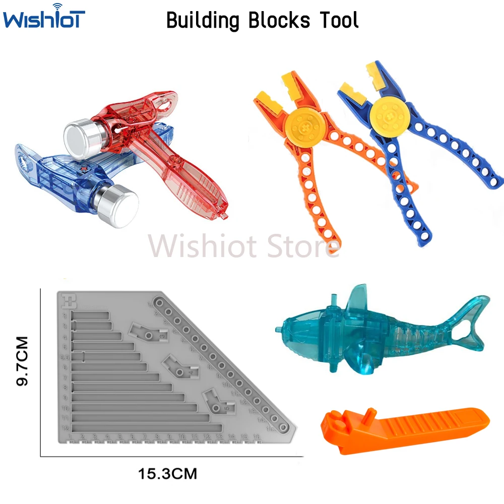 Baustein-Werkzeug, technische Teile, Messlineal, Bordzange, Schraubstock, Clip, Entfernungsstift, Demontagewerkzeug, Hammer, kompatibel mit Legoeds Image