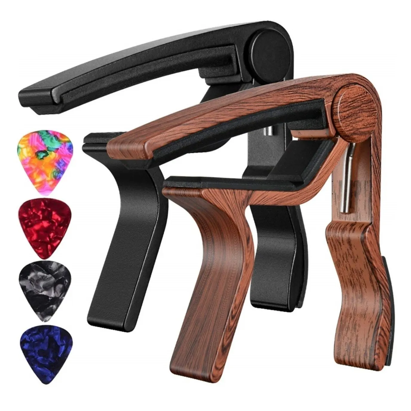 Miwayer gitarren capo für akustische und elektrische gitarren rosewood farbe mit 5 picks Image