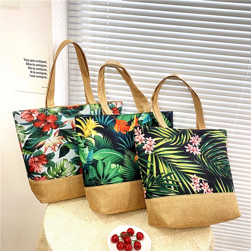 Neue Frauen Handtasche Blumen gedruckt Strand einkaufen große Kapazität Einkaufstasche Mode Casua hohe Kapazität Reise Damen Umhängetasche Image