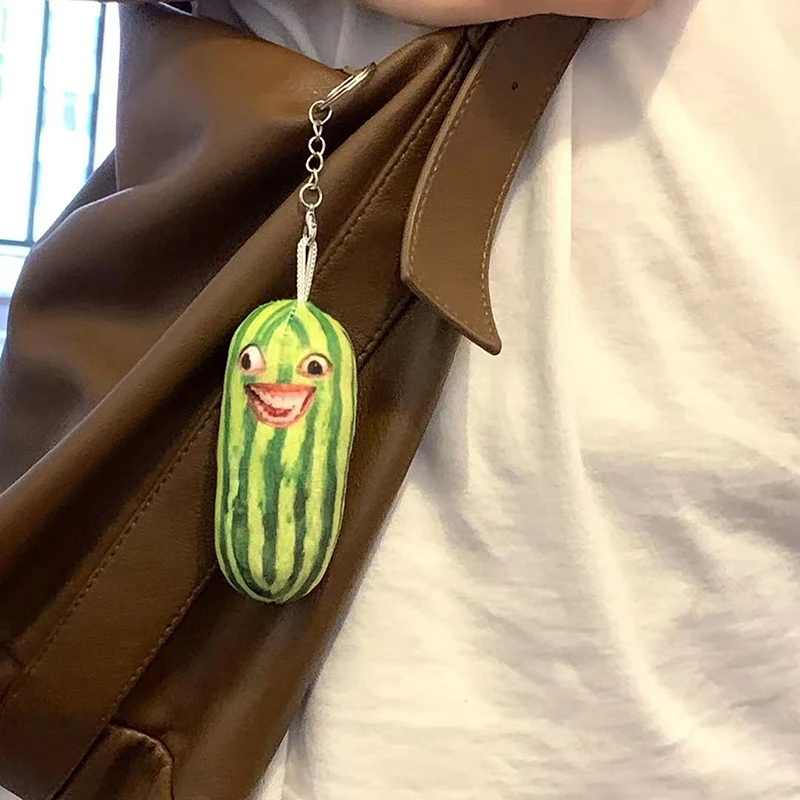 Lustige Wassermelone streifen Plüsch Schlüssel bund kreative Frucht puppe Schlüssel ring Frauen Rucksack Tasche Anhänger Kinder Geburtstag Geschenk zubehör Image