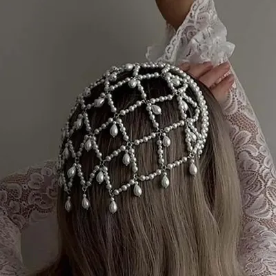 Stone fans Mesh Anhänger Kopfschmuck Kostüm Frauen Karneval Stirnband 1920er Jahre Perlen haar Image