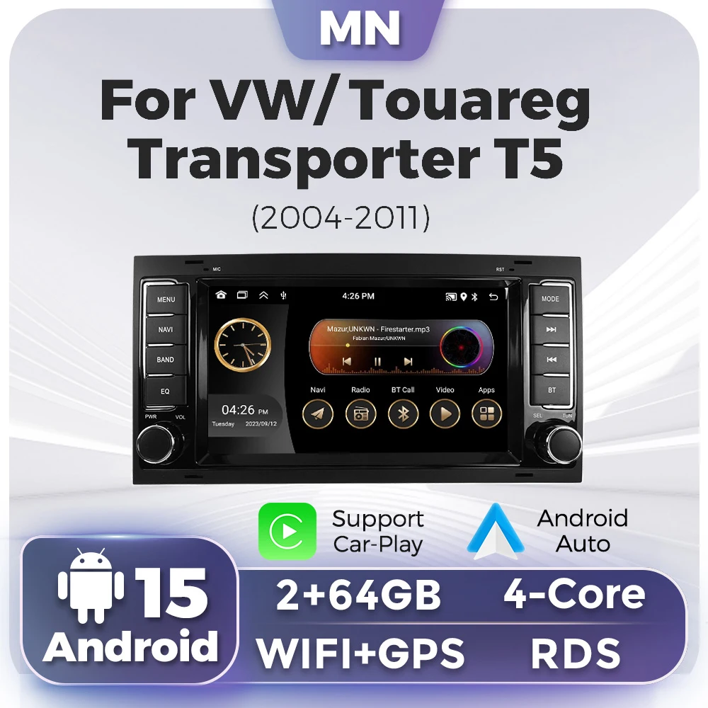Für vw/volkswagen/touareg/transporter t5 multi van 2004-2011 auto stereo android 7 zoll bildschirm autoradio multimedia gps carplay intelligente systeme für autos carplay carplay für auto autoradio Image