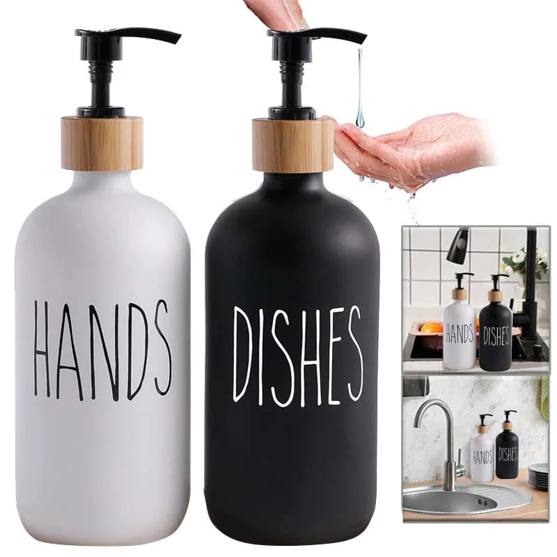 500ml 2 Stück Hand geschirr Seifensp ender Set nachfüllbare Haustier Plastik flasche Shampoo Dusch gel Lotion Flüssigkeit leeren Behälter Badezimmer Image