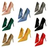 Frauen 9cm High Heels tägliche Party bunte Wildleder Pumps Dame Scarpins Stiletto Abend Bankett rot gelb Schuhe plus Größe 34-43