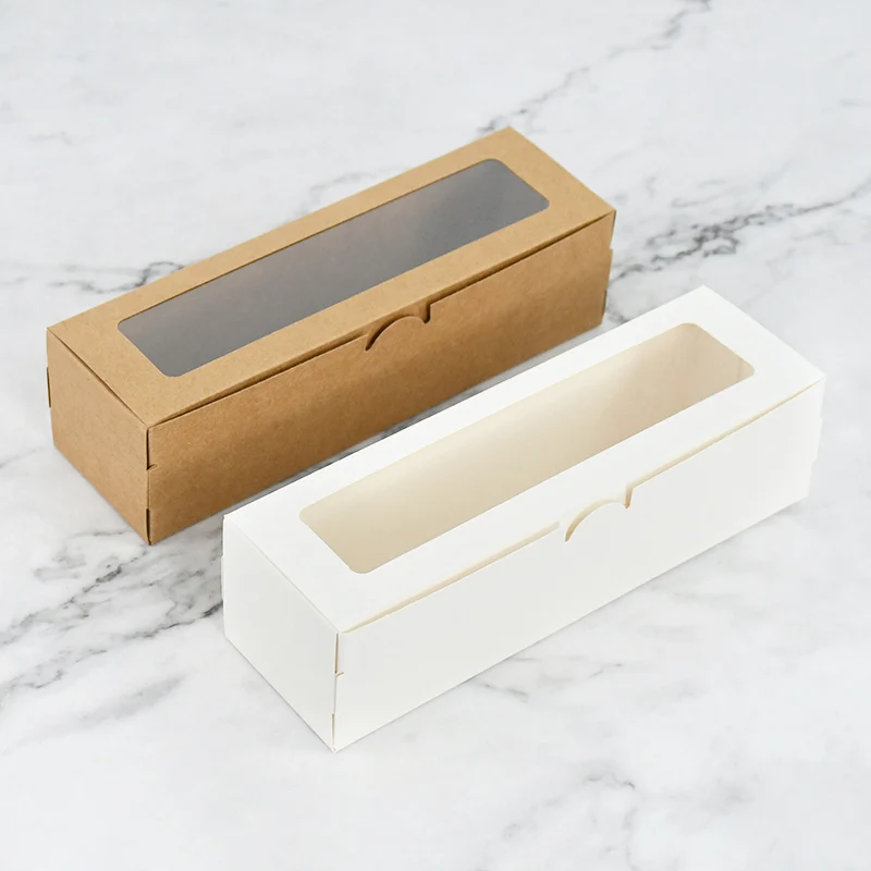 5 Stück Macaron-Boxen mit klarem Fenster, weißer Backbehälter, kleine Macaron-Gebäck-Bäckerei-Verpackung für Hochzeit, Party, Geschenk Image