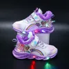 Disney Gefrorene Elsa Prinzessin LED Casual Turnschuhe Rosa Lila Für Winter Mädchen Outdoor Schuhe Kinder Beleuchtete Nicht-slip Warme schuhe