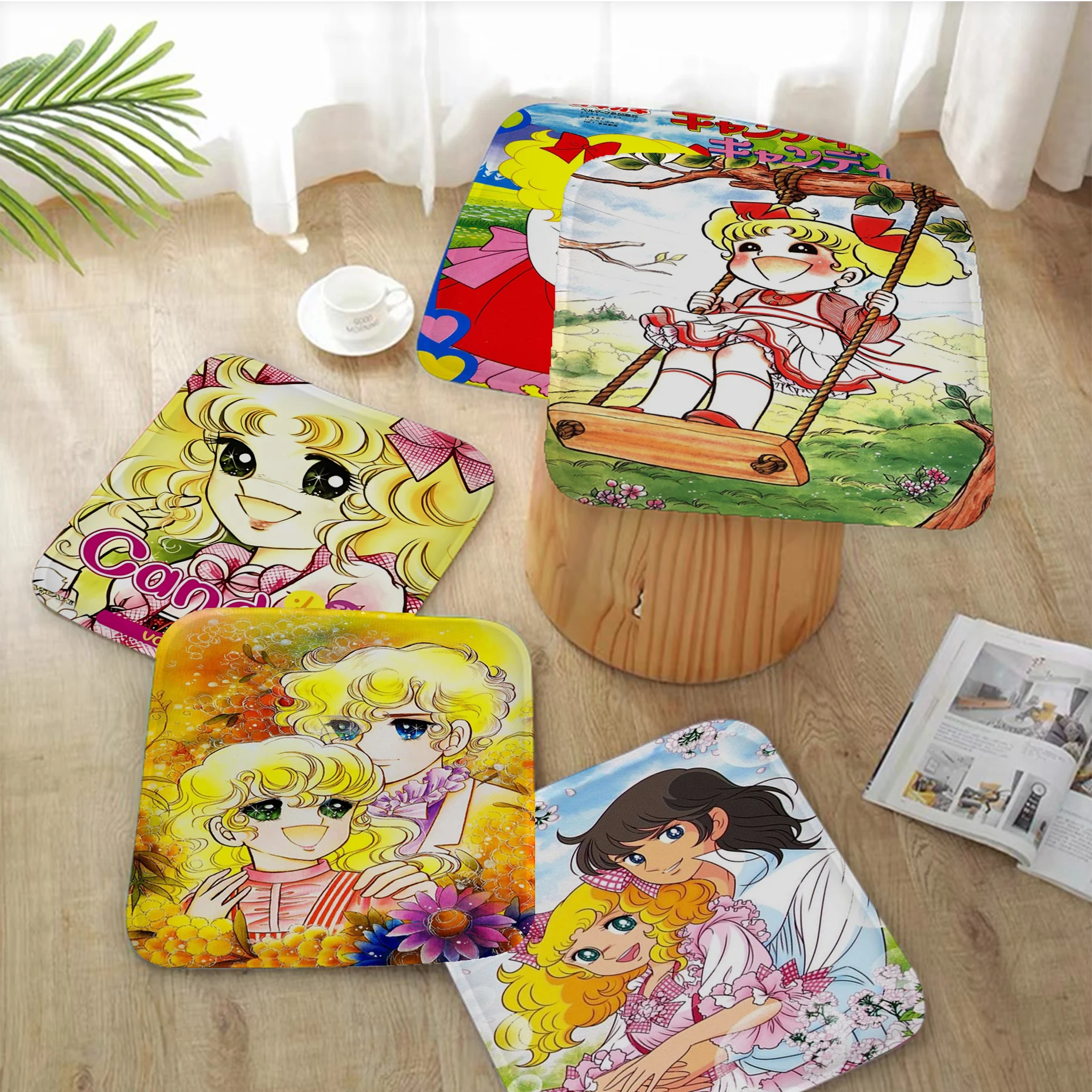 Süßigkeiten Süßigkeiten Anime Kissen Matte nordischen Druck Stuhl Kissen weichen Büro Autos itz Komfort atmungsaktiv 45x45cm Sofa kissen