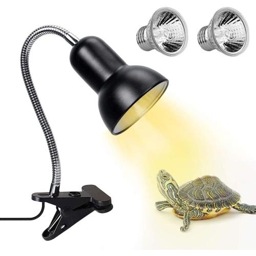 Schildkröten-Wärmelampe, 2 UVA-UVB-Lampen, 25 W, Reptilien-Wärmelampe mit Ständer, Terrarienlampe