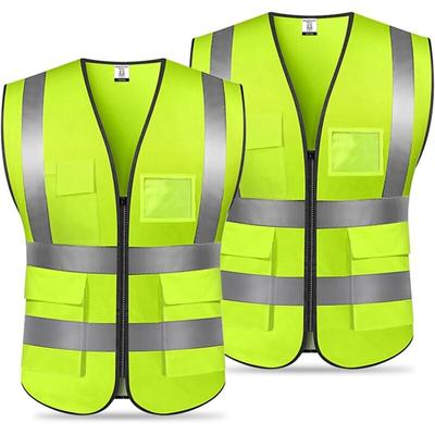 Aiperq - Sicherheitsweste (2er-Pack), Reflektorweste mit 5 Taschen und Frontreißverschluss, gut Image