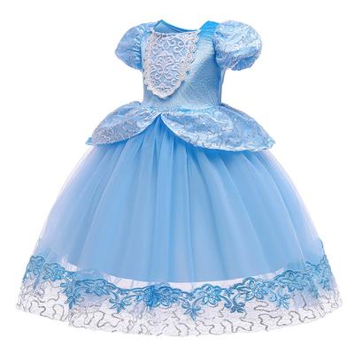 Kids Girls' Dress Sequin Short Sleeve Party Birthday Cute Princess Cotton Maxi A Line Dress Summer Spring 3-10 Years Blue