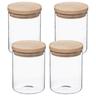 WellHome - Set mit 4 Gläsern aus Glas und Holz, 600 ml