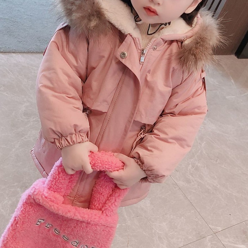 Toddler Girls' Parka Solid Color Fashion Outdoor Cotton Coat Outerwear 3-7 Years Fall Black Pink Blue