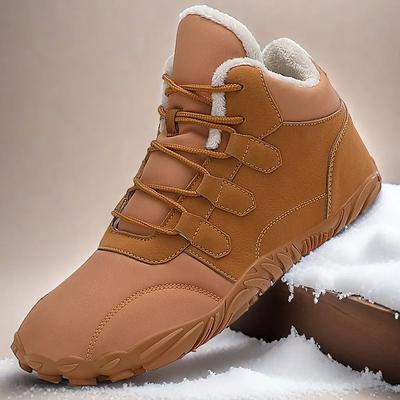 Men's Winter Warm Fur-Lined Ankle Boots, Anti-Slip Sole, Casual Outdoor Hiking Shoes for Cold Weather