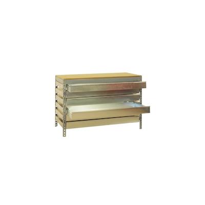 SimonRack Arbeitsbank ohne Schrauben mit Simonwork BT5 -Boxschubladen. Grau/Holzfarbe 842x910x610 mm Image