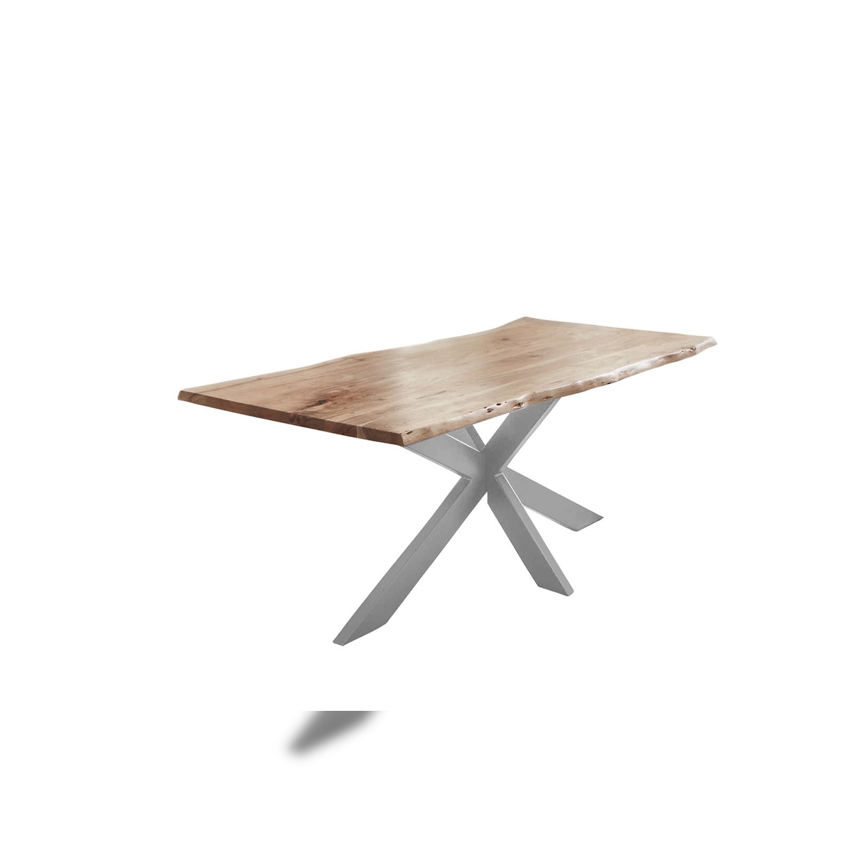 Esstisch Baumkante Akazie naturfarben 240 x 100 cm Spider-Gestell silber TABEA Image