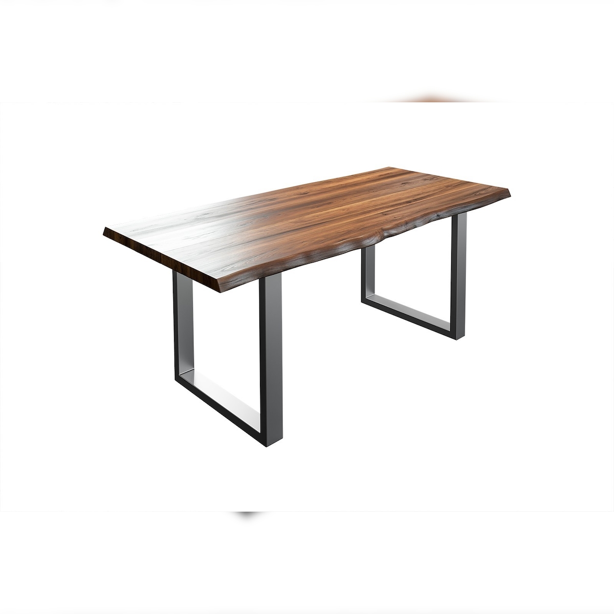 SAM® Esstisch Baumkante massiv Akazie nussbaum 120 x 80 silber LIAM Image